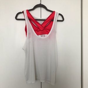 Live The Process White Tank with Red Sports Bra